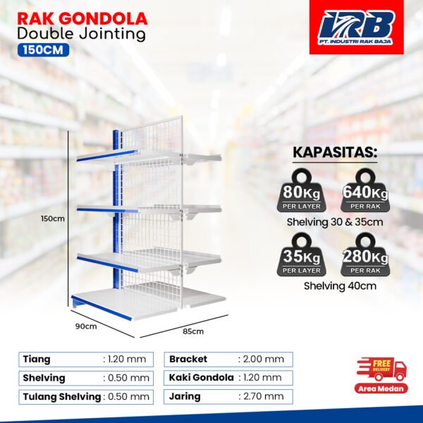Rak Gondola Double Jointing UK. 150CM - Image 3
