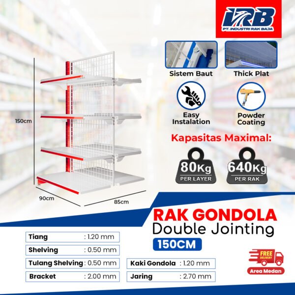 Rak Gondola Double Jointing UK. 150CM - Image 4