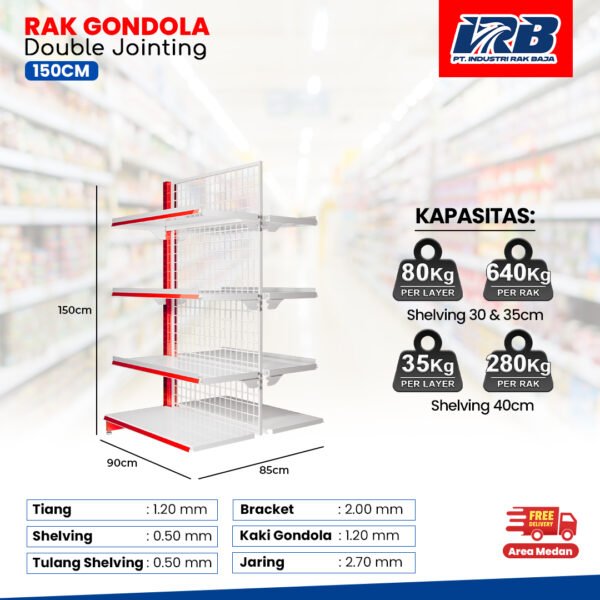 Rak Gondola Double Jointing UK. 150CM - Image 5