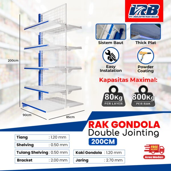 Rak Gondola Double Jointing UK. 200CM - Image 2