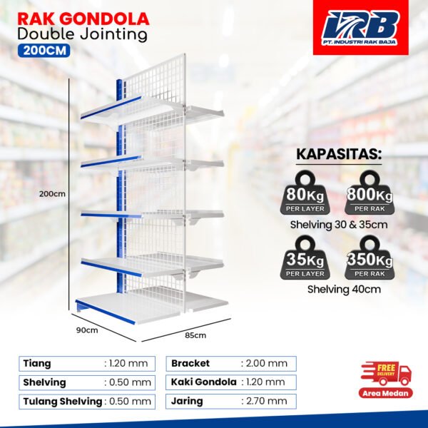 Rak Gondola Double Jointing UK. 200CM - Image 3