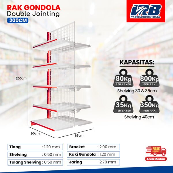 Rak Gondola Double Jointing UK. 200CM - Image 5