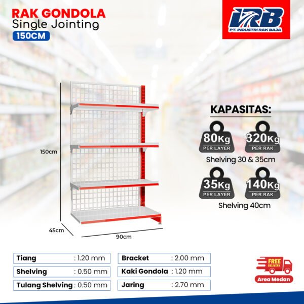 Rak Gondola Single Jointing UK.150CM - Image 2