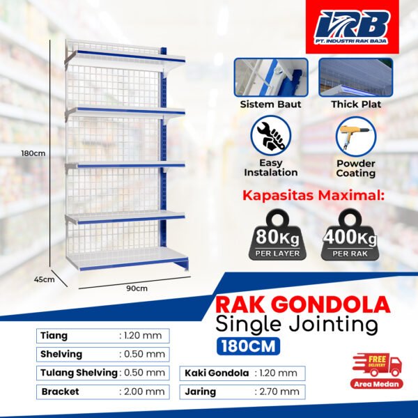 Rak Gondola Single Jointing UK. 180CM - Image 2
