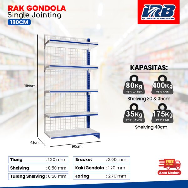 Rak Gondola Single Jointing UK. 180CM - Image 3