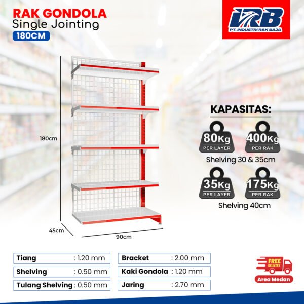 Rak Gondola Single Jointing UK. 180CM - Image 5