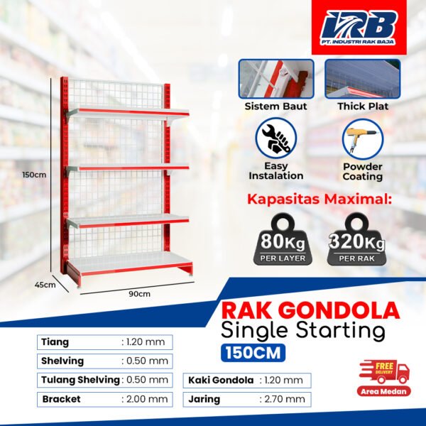 Rak Gondola Single Starting UK. 150CM - Image 2