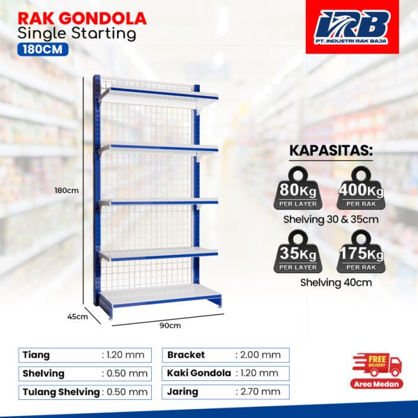 Rak Gondola Single Starting UK. 180CM - Image 3