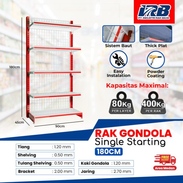 Rak Gondola Single Starting UK. 180CM - Image 4