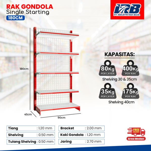 Rak Gondola Single Starting UK. 180CM - Image 5