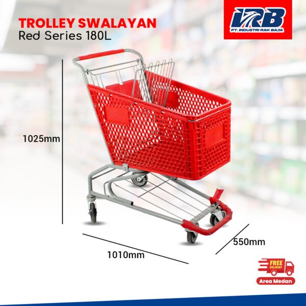 Trolley Swalayan Red Series 180L (910X490X980mm) - Image 3